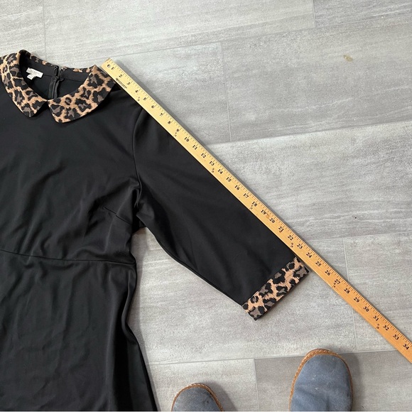 Talbots size 20 black dress with animal print trim - Picture 6 of 15